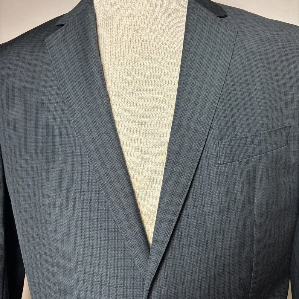 BOSS HUGO $649 Virgin Wool Blazer Dark Gray Check Two-Button US‎ 38R MINT